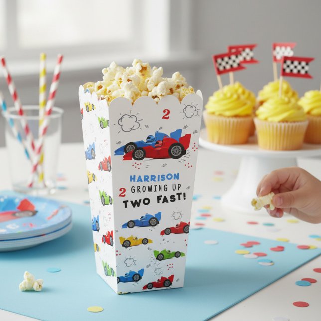 Two Fast 2nd Birthday Personalised Race Car Favour Box (Creator Uploaded)
