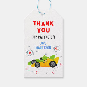 Two Fast 2nd Birthday Racing Cars Thank You Gift Tags