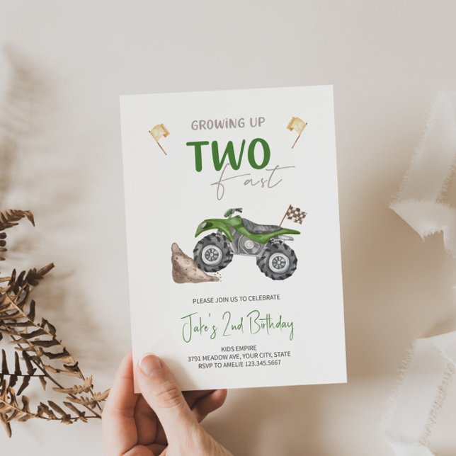 TWO Fast 4 Wheeler Quad Bike Birthday Invitation  (Creator Uploaded)