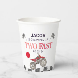 Two Fast Birthday Dirt Bike Theme Paper Cups