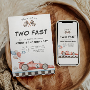 Two Fast Birthday Invitation Racecar 2nd