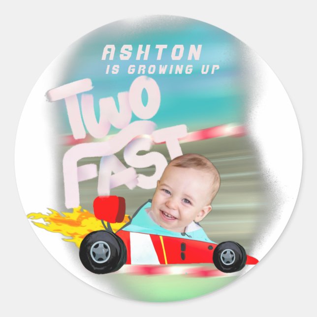 Two Fast Birthday Party Classic Round Sticker (Front)