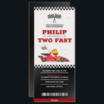 Two Fast Birthday Race Car Racing Party Ticket Invitation<br><div class="desc">Two Fast Birthday Race Car Racing Party Ticket Invitation. Awesome ticket invitation for your kid's Racing Birthday Party! Easy to customise at home. Check out the collection for more matching items. Personalise your today!</div>