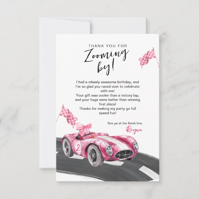 Two Fast Birthday  Thank You Card (Front)