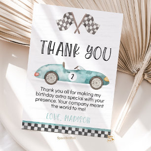 Two fast Birthday Thank you card Racing car 