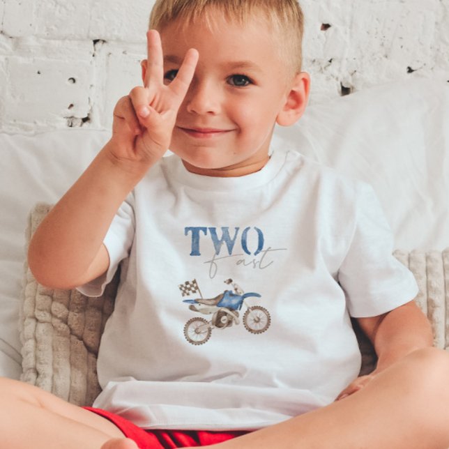 TWO Fast Blue Dirt Bike Birthday T-shirt (Creator Uploaded)