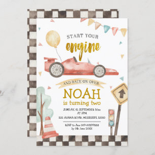 Two Fast Boy Birthday Racing Invitation