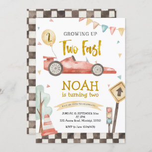 Two Fast Boy Second Birthday Racing Invitation