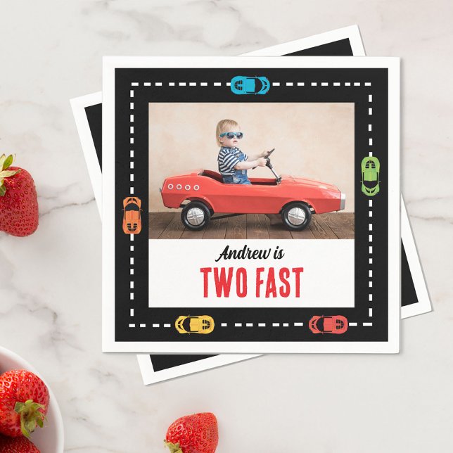 Two Fast Boys Birthday Photo Napkin (Creator Uploaded)