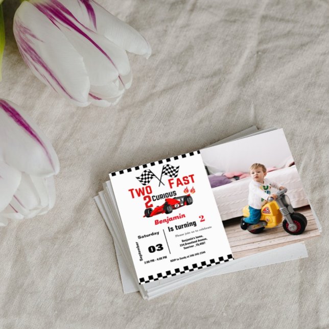 Two fast car race  Boy 2nd birthday party Invitation (Creator Uploaded)