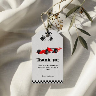Two fast car race boy 2nd birthday thank you gift tags