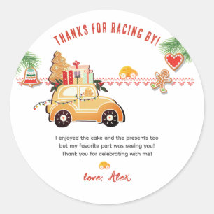 Two Fast Christmas Gingerbread Car 2nd Birthday Classic Round Sticker