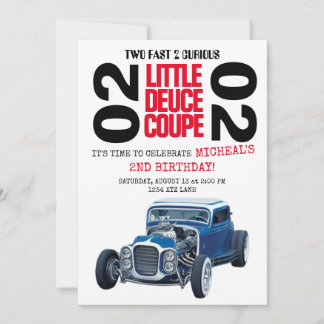 Two Fast Deuce Coupe Car 2nd Birthday invitation