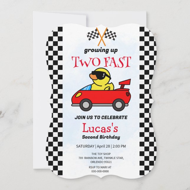 Two Fast Dinosaur Race Car 2nd Birthday Party  (Front)