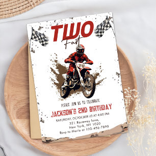 Two Fast Dirt Bike Adventure 2nd Birthday Party Invitation
