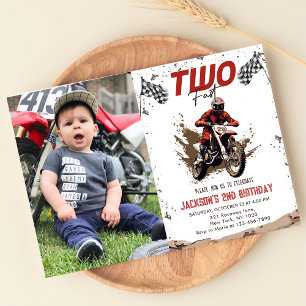 Two Fast Dirt Bike Adventure 2nd Birthday Photo Invitation