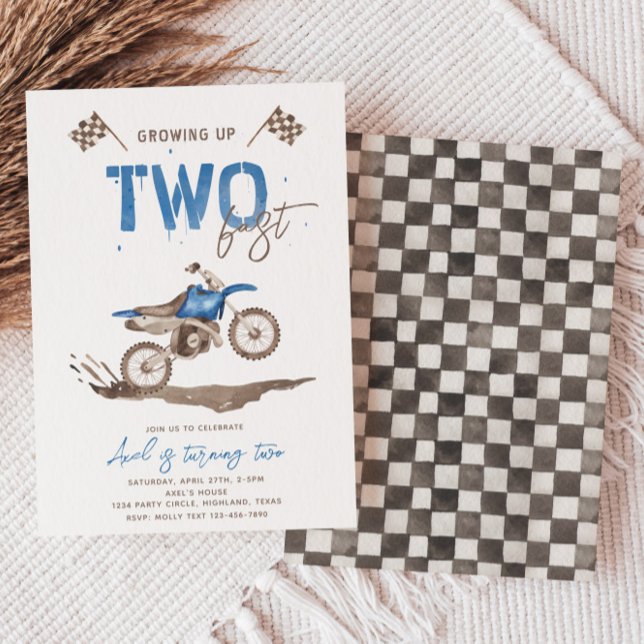 TWO Fast Dirt Bike Birthday Invitation (Creator Uploaded)