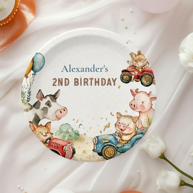 Two Fast Farm Animals 2nd Birthday Paper Plate (Creator Uploaded)