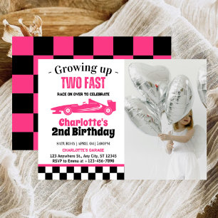 Two Fast Girl 2nd Birthday Party Invitation