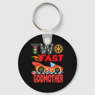 Two Fast Godmother Pit Crew Racing Car Family Birt Key Ring
