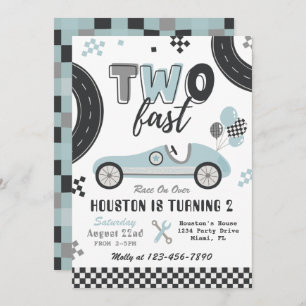 TWO Fast Invitation   Racing Birthday Invitation