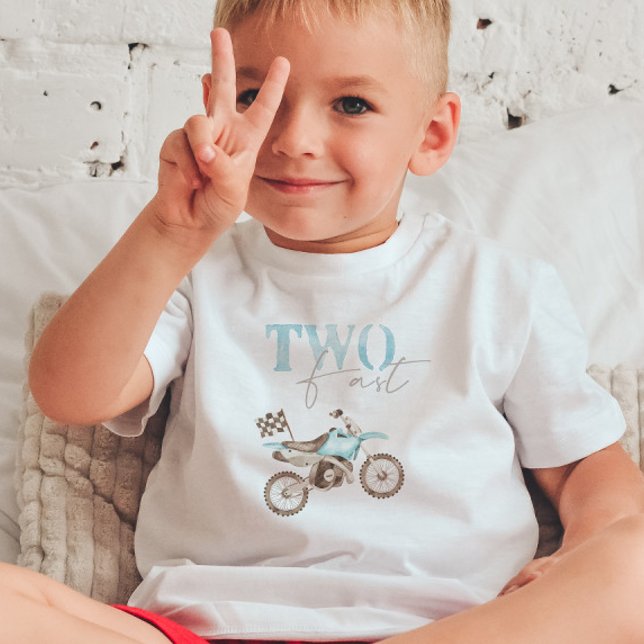 TWO Fast Light Blue Dirt Bike Birthday T-shirt (Creator Uploaded)