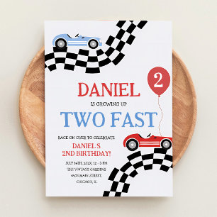 Two Fast Little Racer Car 2nd Birthday Invitation