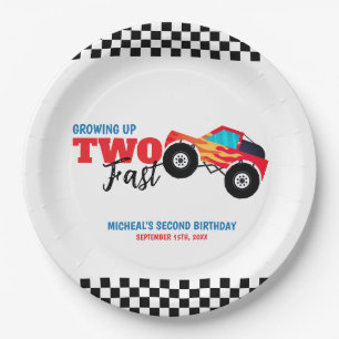 Two Fast Monster Truck 2nd Birthday Paper Plate