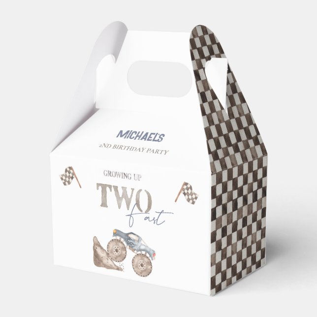 TWO Fast Monster Truck Birthday Favour Box (Back Side)