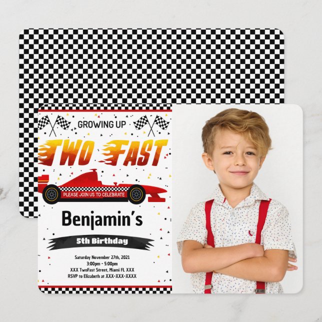 Two Fast Photo Invitation (Front/Back)