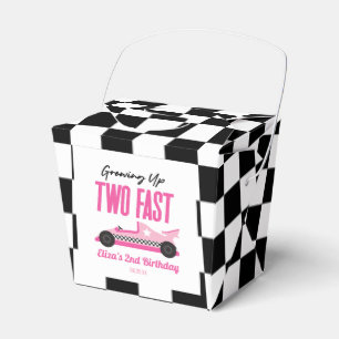Two Fast Pink Race Car 2nd Birthday Party Favour Box