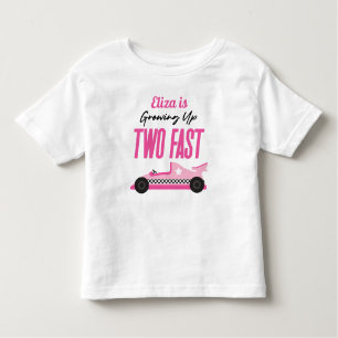 Two Fast Pink Race Car 2nd Birthday Party Toddler T-Shirt