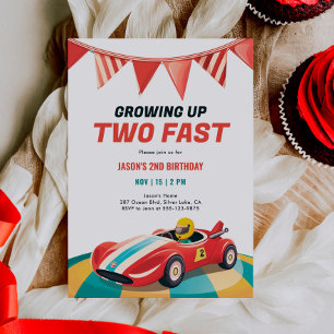 Two Fast Race Car 2nd Birthday Invitation