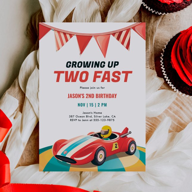 Two Fast Race Car 2nd Birthday Invitation (Creator Uploaded)