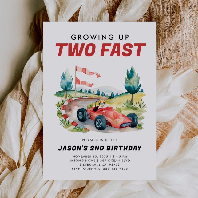 Two Fast Race Car 2nd Birthday Invitation (Creator Uploaded)