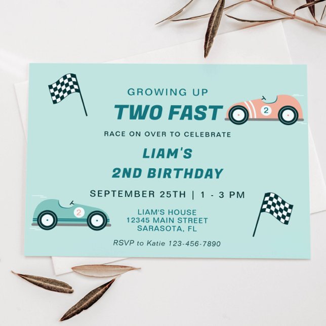 Two Fast Race Car 2nd Birthday Invitation (Creator Uploaded)