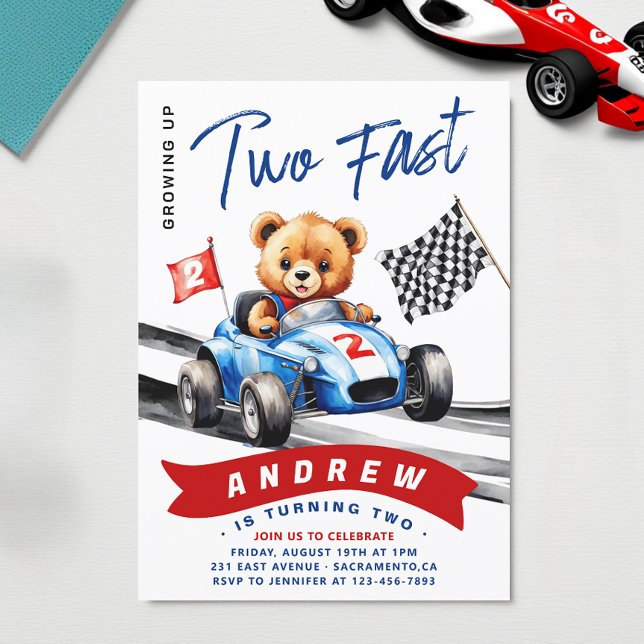 Two Fast Race Car 2nd Birthday  Invitation (Creator Uploaded)