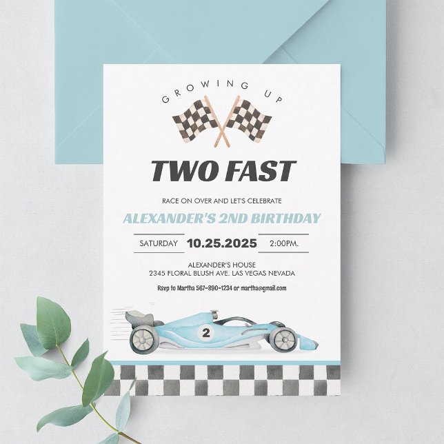 TWO Fast Race Car 2nd Birthday Invitation (Creator Uploaded)