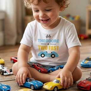 Two Fast Race Car 2nd Birthday Party Toddler T-Shirt