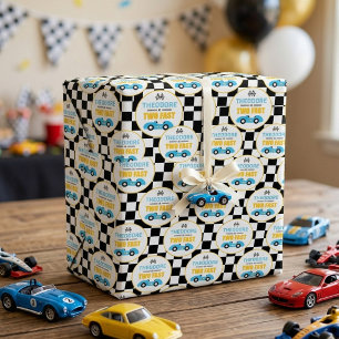Two Fast Race Car 2nd Birthday Party Wrapping Paper