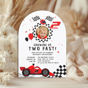 Two Fast Race Car 2nd Birthday Personalised Photo Invitation