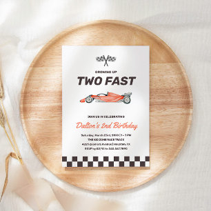 Two Fast Race Car 2nd Boy's Birthday Party Invitation