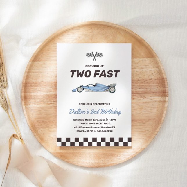 Two Fast Race Car 2nd Boy's Birthday Party Invitation (Creator Uploaded)
