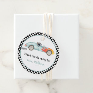 Two Fast Race Car Birthday Favour Tags
