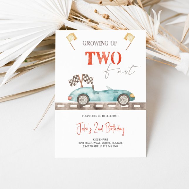 Two Fast Race Car Birthday Invitation  (Creator Uploaded)