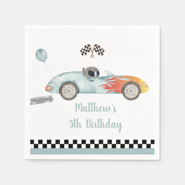 Two Fast Race Car Birthday Napkin (Front)