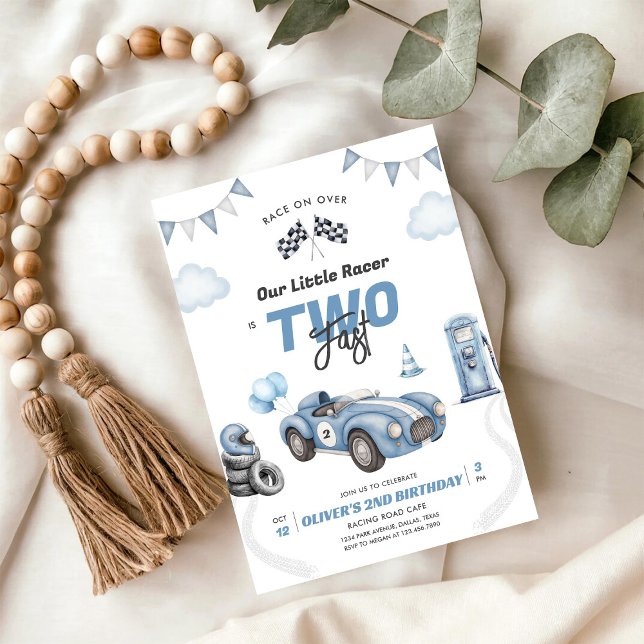 Two Fast Race Car Boy 2nd Birthday Invitation (Creator Uploaded)