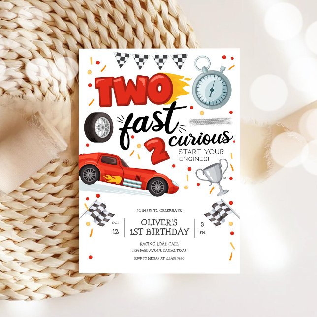 Two Fast Race Car Boy 2nd Birthday Invitation (Creator Uploaded)