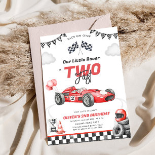 Two Fast Race Car Boy 2nd Birthday Invitation