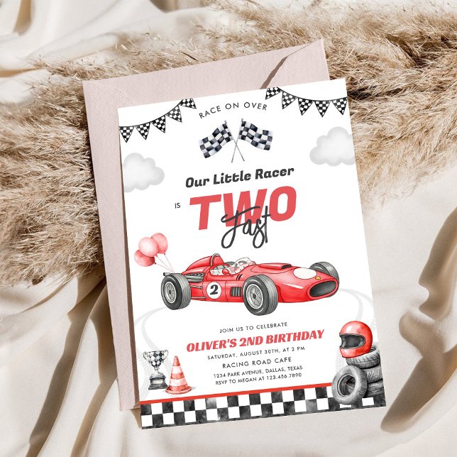 Two Fast Race Car Boy 2nd Birthday Invitation (Creator Uploaded)